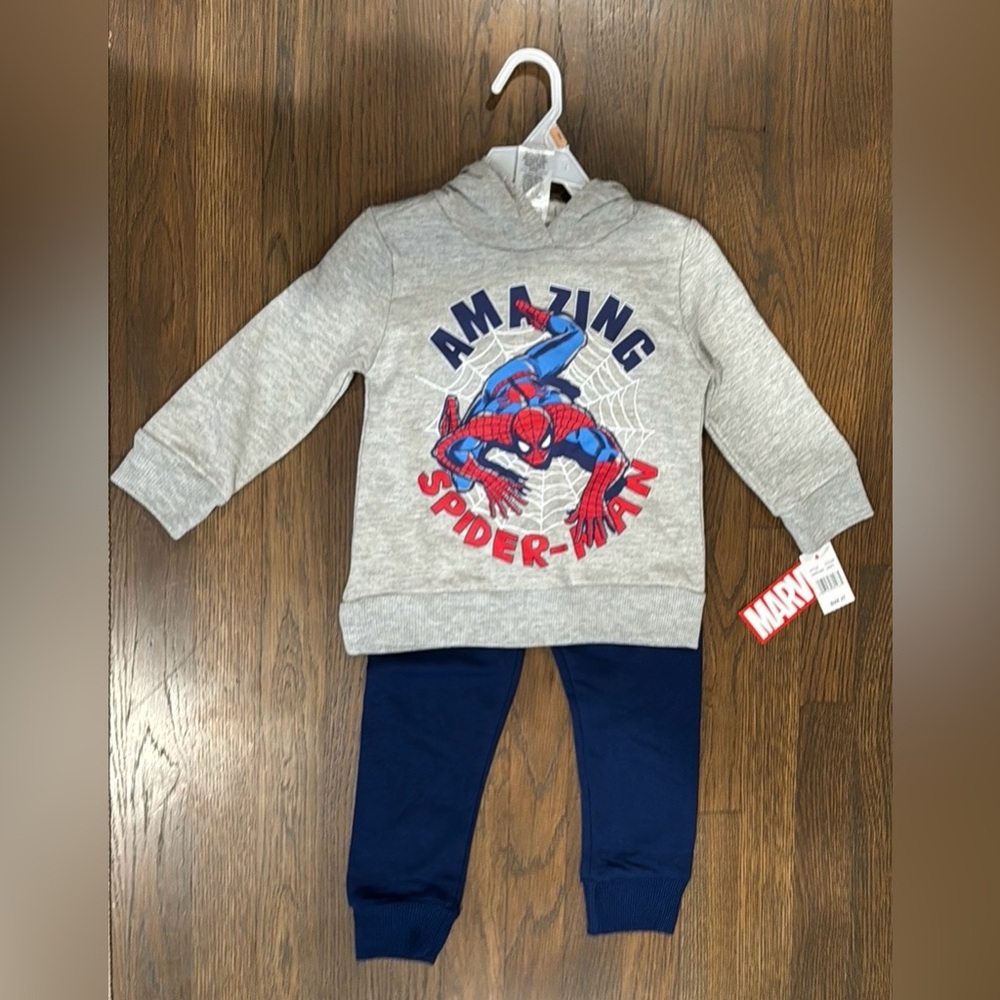 NWT Marvel Spiderman hooded sweatshirt & pants 2 piece set- size 2T